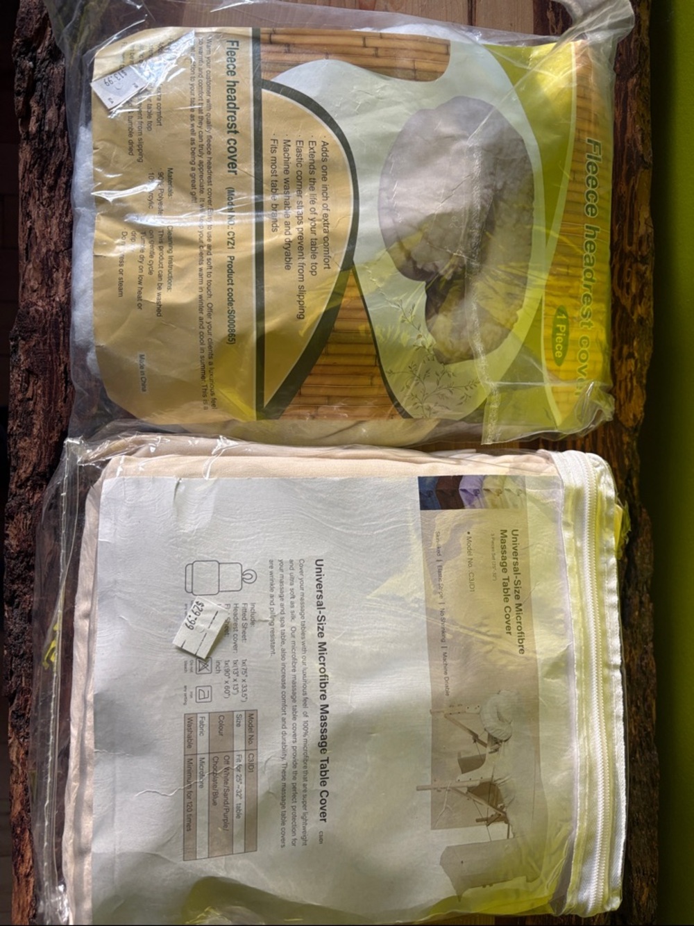 Cream Fleece Headrest and Microfibre Massage Table Covers